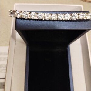 ITALO SOLID STERLING SILVER BRACLET WITH 32 CLEAR STONES (NIB)